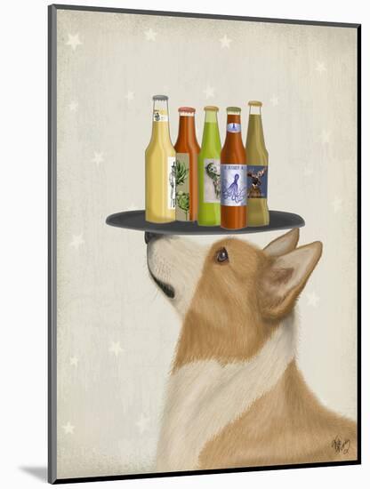 Corgi Tan White Beer Lover-Fab Funky-Mounted Art Print