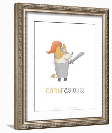 Corgragious! - Hannah Stephey Cartoon Dog Print-Hannah Stephey-Framed Art Print