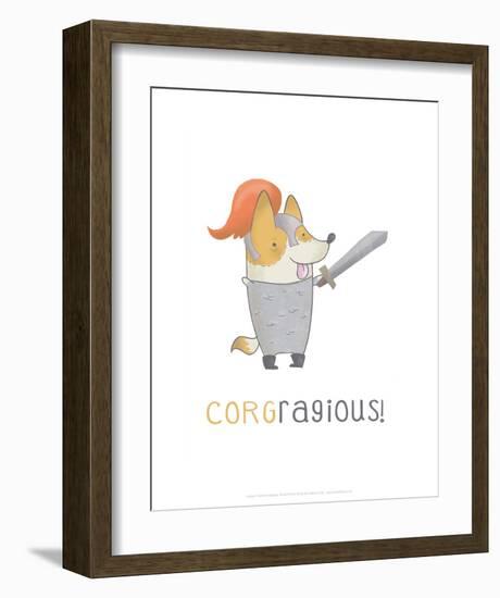 Corgragious! - Hannah Stephey Cartoon Dog Print-Hannah Stephey-Framed Art Print