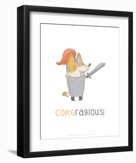 Corgragious! - Hannah Stephey Cartoon Dog Print-Hannah Stephey-Framed Art Print