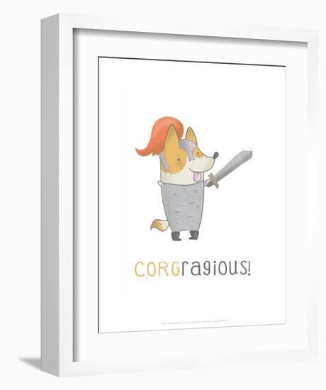 Corgragious! - Hannah Stephey Cartoon Dog Print-Hannah Stephey-Framed Art Print