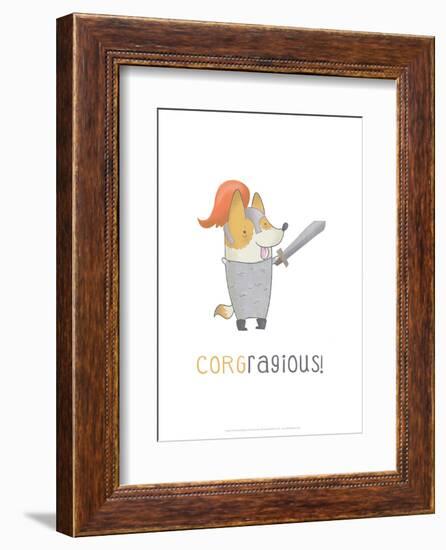 Corgragious! - Hannah Stephey Cartoon Dog Print-Hannah Stephey-Framed Giclee Print