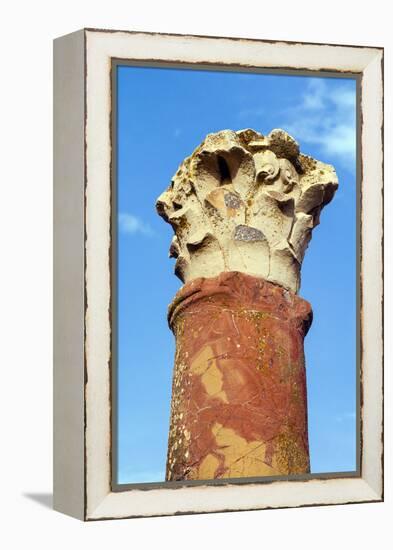 Corinthian capital at House Of Hunt, Bulla Regia Archaeological Site, Tunisia-Nico Tondini-Framed Premier Image Canvas