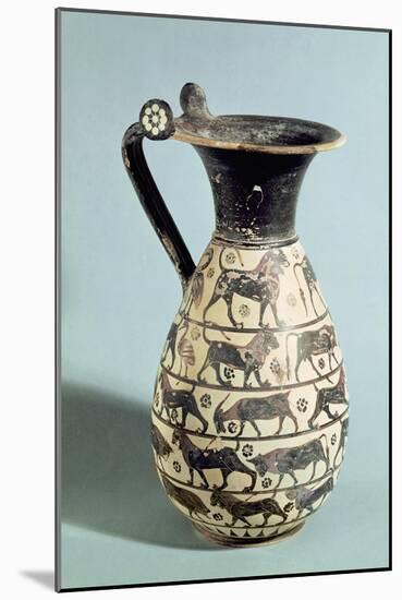 Corinthian Oinochoe Decorated with Lions, from Vulci, C.530-520 BC (Ceramic)-Greek-Mounted Giclee Print