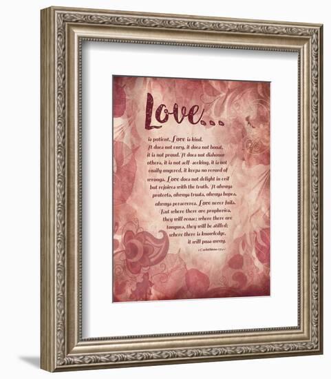 Corinthians 13:4-8 Love is Patient - Pink Floral-Inspire Me-Framed Art Print