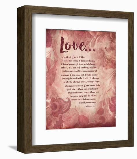 Corinthians 13:4-8 Love is Patient - Pink Floral-Inspire Me-Framed Art Print