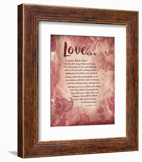 Corinthians 13:4-8 Love is Patient - Pink Floral-Inspire Me-Framed Art Print