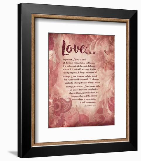 Corinthians 13:4-8 Love is Patient - Pink Floral-Inspire Me-Framed Art Print