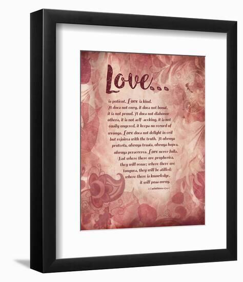 Corinthians 13:4-8 Love is Patient - Pink Floral-Inspire Me-Framed Art Print