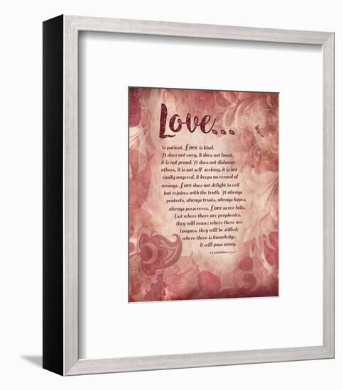 Corinthians 13:4-8 Love is Patient - Pink Floral-Inspire Me-Framed Art Print