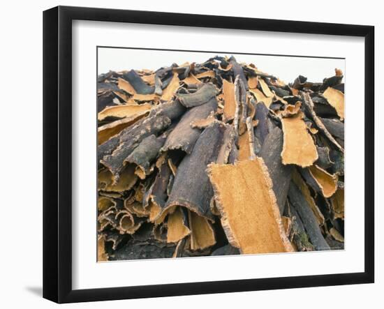 Cork Bark for Bottle Corks Stacked to Dry Near Tempio Pausania, Island of Sardinia, Italy-Michael Newton-Framed Photographic Print