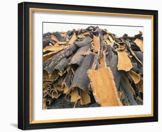 Cork Bark for Bottle Corks Stacked to Dry Near Tempio Pausania, Island of Sardinia, Italy-Michael Newton-Framed Photographic Print