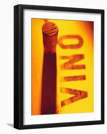 Corks on Wooden Box with the Word Vino-Joerg Lehmann-Framed Photographic Print