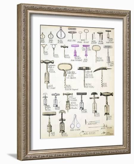 Corkscrews, from a Trade Catalogue of Domestic Goods and Fittings, circa 1890-1910-null-Framed Giclee Print