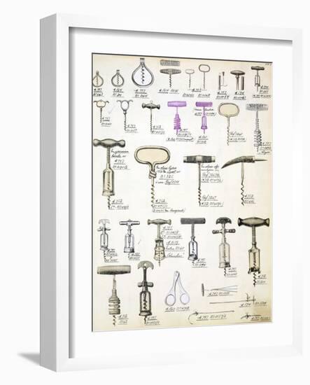 Corkscrews, from a Trade Catalogue of Domestic Goods and Fittings, circa 1890-1910-null-Framed Giclee Print