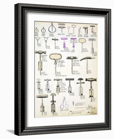 Corkscrews, from a Trade Catalogue of Domestic Goods and Fittings, circa 1890-1910-null-Framed Giclee Print