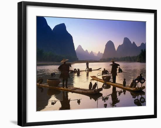 Cormorant, Fisherman, China-Peter Adams-Framed Photographic Print