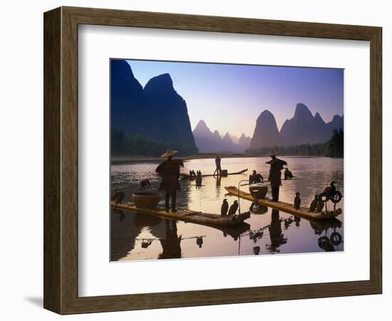 Cormorant, Fisherman, China-Peter Adams-Framed Photographic Print