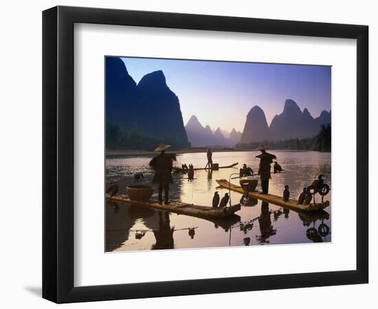 Cormorant, Fisherman, China-Peter Adams-Framed Photographic Print