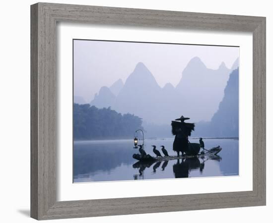 Cormorant Fishermen, Li River, Yangshou, Guilin, Guangxi Province, China-Steve Vidler-Framed Photographic Print