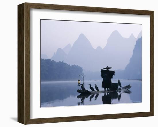 Cormorant Fishermen, Li River, Yangshou, Guilin, Guangxi Province, China-Steve Vidler-Framed Photographic Print