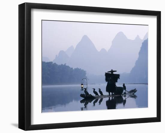 Cormorant Fishermen, Li River, Yangshou, Guilin, Guangxi Province, China-Steve Vidler-Framed Photographic Print