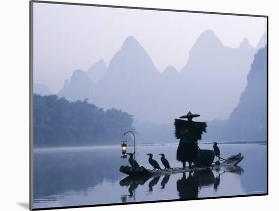 Cormorant Fishermen, Li River, Yangshou, Guilin, Guangxi Province, China-Steve Vidler-Mounted Photographic Print