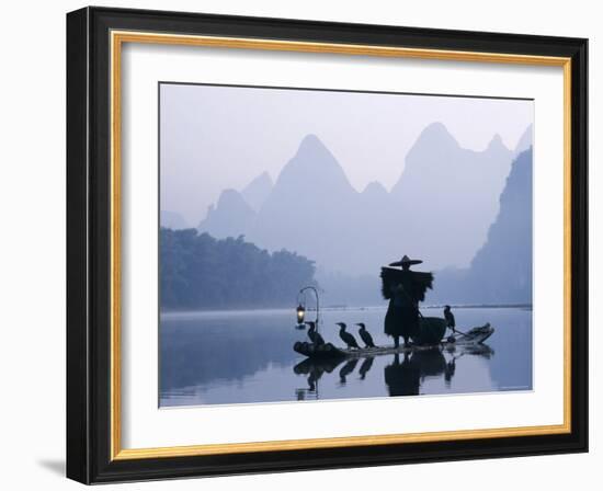 Cormorant Fishermen, Li River, Yangshou, Guilin, Guangxi Province, China-Steve Vidler-Framed Photographic Print