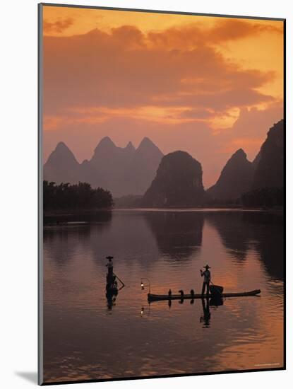 Cormorant Fishermen, Li River, Yangshuo, Guangxi, China-James Montgomery Flagg-Mounted Photographic Print