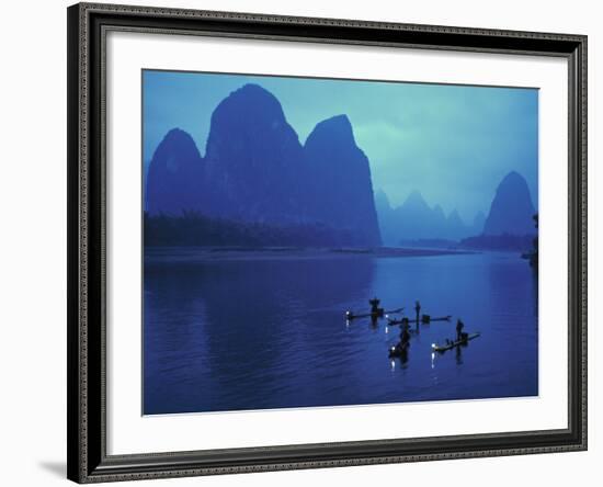 Cormorant Fishermen, Xingping, Li River, Guangxi, China-Walter Bibikow-Framed Photographic Print