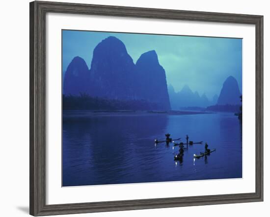 Cormorant Fishermen, Xingping, Li River, Guangxi, China-Walter Bibikow-Framed Photographic Print