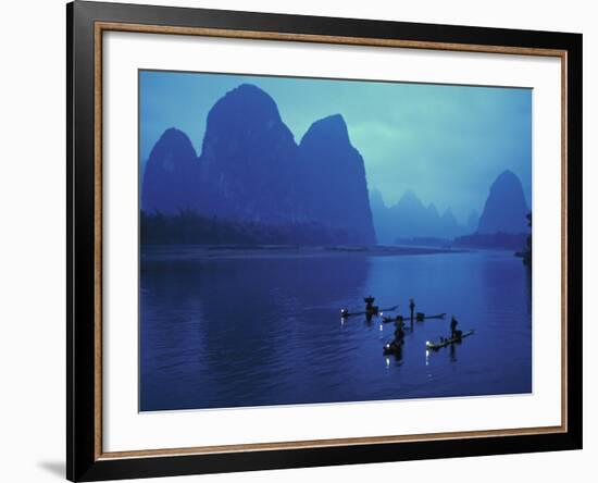 Cormorant Fishermen, Xingping, Li River, Guangxi, China-Walter Bibikow-Framed Photographic Print