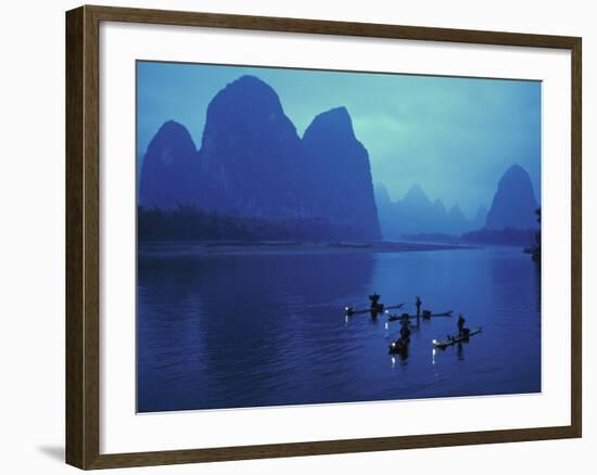 Cormorant Fishermen, Xingping, Li River, Guangxi, China-Walter Bibikow-Framed Photographic Print