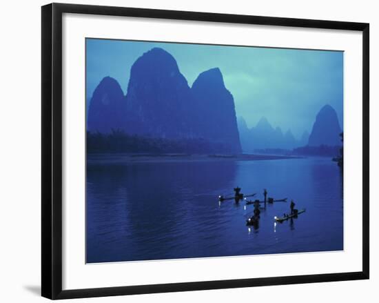 Cormorant Fishermen, Xingping, Li River, Guangxi, China-Walter Bibikow-Framed Photographic Print