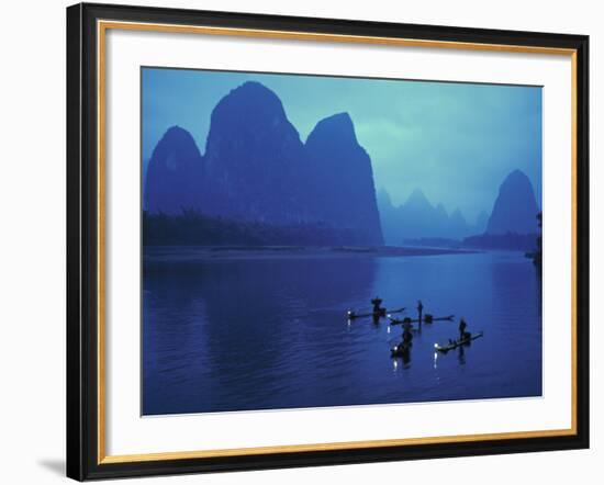 Cormorant Fishermen, Xingping, Li River, Guangxi, China-Walter Bibikow-Framed Photographic Print