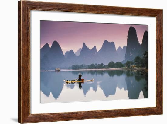 Cormorant Fishing at Dusk, Li River, Guangxi, China-Walter Bibikow-Framed Photographic Print