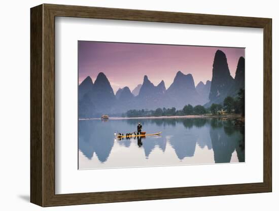 Cormorant Fishing at Dusk, Li River, Guangxi, China-Walter Bibikow-Framed Photographic Print