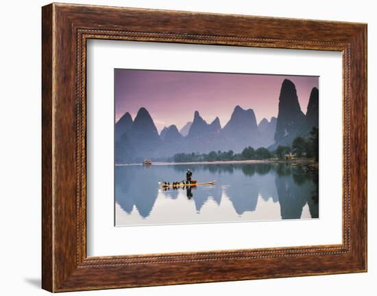 Cormorant Fishing at Dusk, Li River, Guangxi, China-Walter Bibikow-Framed Photographic Print