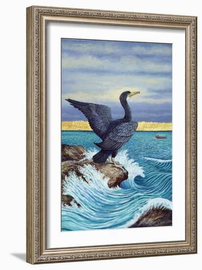 Cormorant on Shag Rock, 2010 (Acrylic on Paper)-Liz Wright-Framed Giclee Print