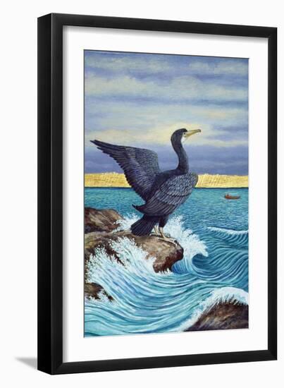 Cormorant on Shag Rock, 2010 (Acrylic on Paper)-Liz Wright-Framed Giclee Print