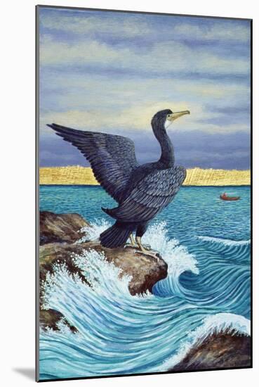 Cormorant on Shag Rock, 2010 (Acrylic on Paper)-Liz Wright-Mounted Giclee Print