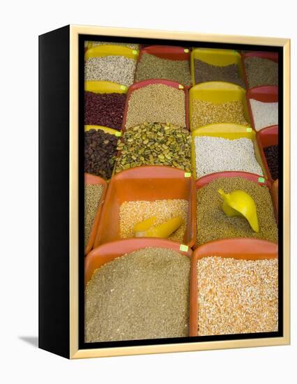 Corn and Grains Displayed in Market, Cuzco, Peru-Merrill Images-Framed Premier Image Canvas