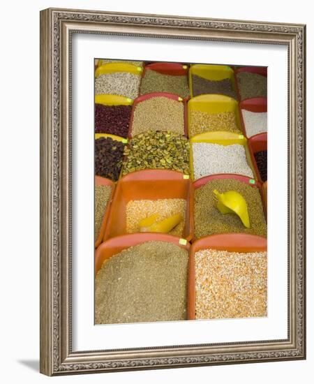 Corn and Grains Displayed in Market, Cuzco, Peru-Merrill Images-Framed Photographic Print