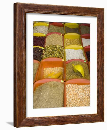 Corn and Grains Displayed in Market, Cuzco, Peru-Merrill Images-Framed Photographic Print