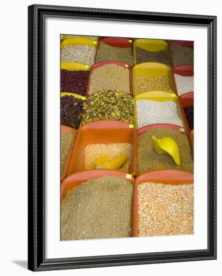 Corn and Grains Displayed in Market, Cuzco, Peru-Merrill Images-Framed Photographic Print