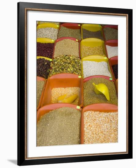 Corn and Grains Displayed in Market, Cuzco, Peru-Merrill Images-Framed Photographic Print