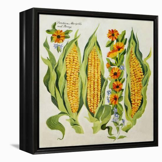 Corn and Marrow Flowers, 2014-Jennifer Abbott-Framed Premier Image Canvas