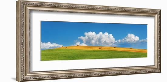 Corn field harvested, Tuscany, Italy-Frank Krahmer-Framed Art Print