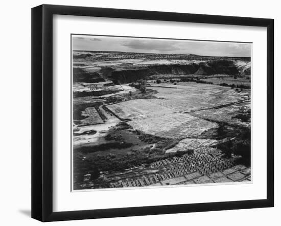 Corn Field Indian Farm Near Tuba City Arizona In Rain 1941. 1941-Ansel Adams-Framed Art Print