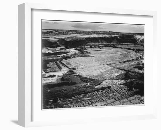 Corn Field Indian Farm Near Tuba City Arizona In Rain 1941. 1941-Ansel Adams-Framed Art Print